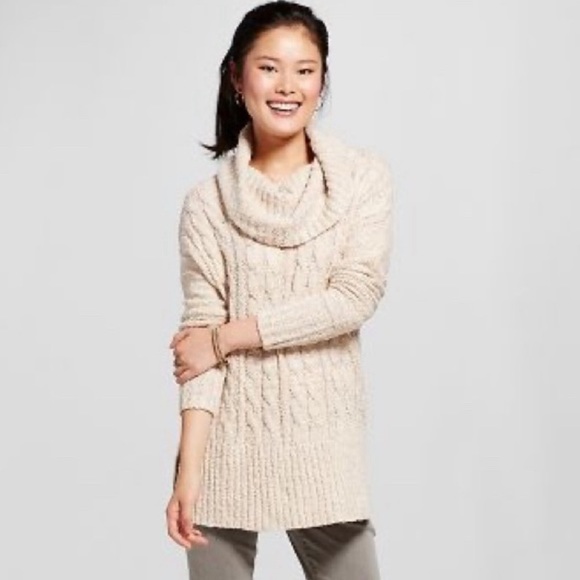 🍂🍁❄️Oatmeal Cowl Neck Knit Sweater - Picture 1 of 2